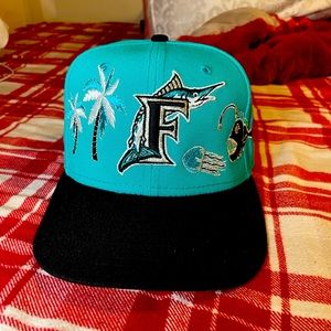 Custom SeaWorld Florida Marlins fitted hat size 7 1/4 can make in other sizes.
